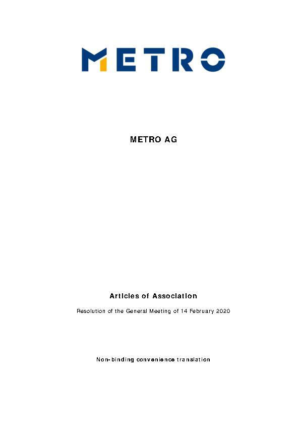 Articles of Association of METRO AG