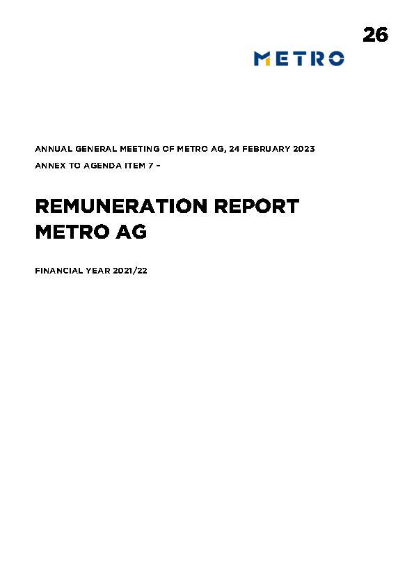 Remuneration Report of METRO 2021/22