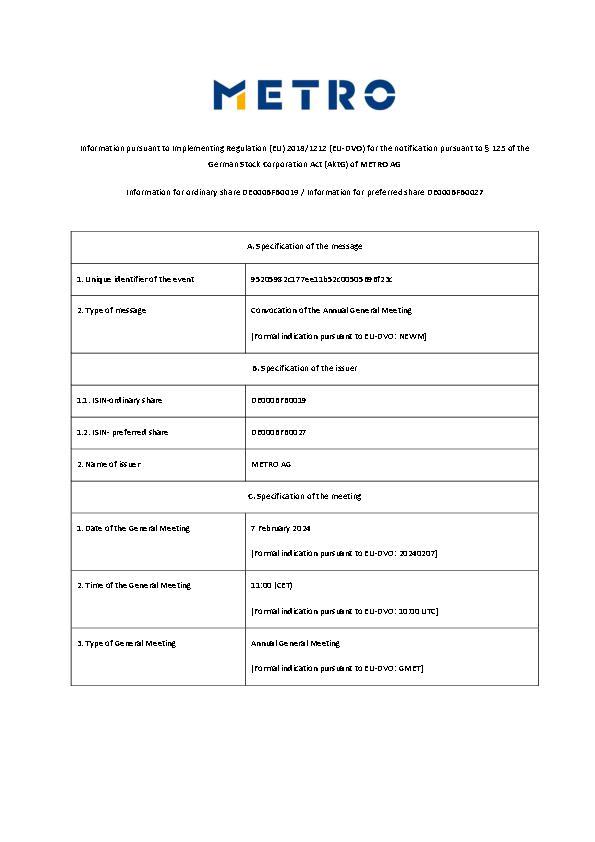Information pursuant to Implementation Regulation (EU) 2018_1212 for the notifcation pursuant §125AktG