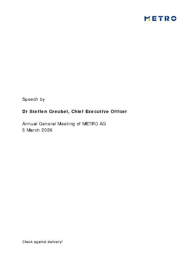 Speech of the CEO at the Annual General Meeting 2026